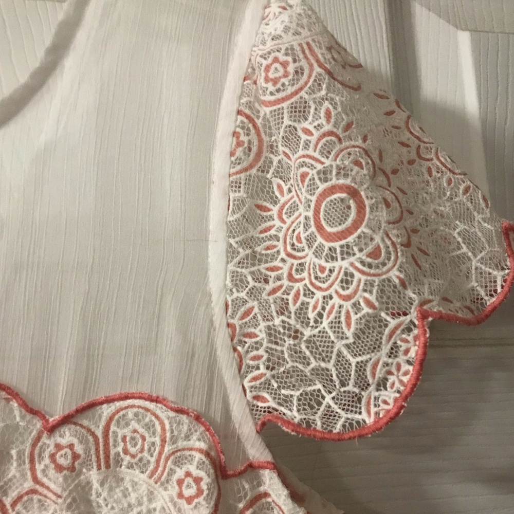 Boutique white and coral dress.